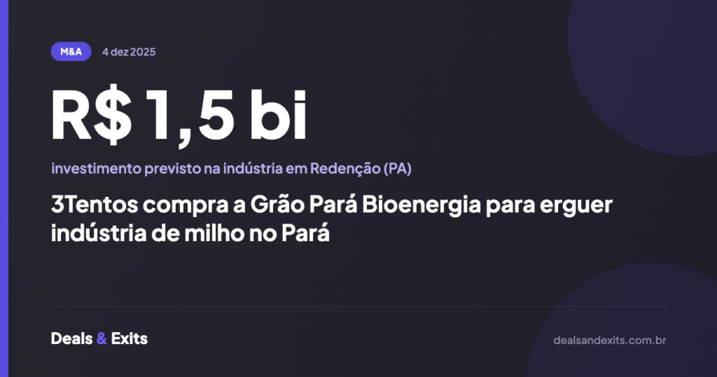 3Tentos compra a Grão Pará Bioenergia para erguer indústria de milho no Pará