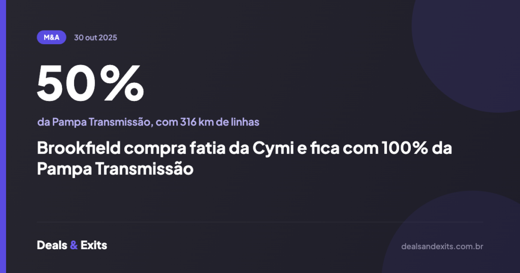 Brookfield compra fatia da Cymi e fica com 100% da Pampa Transmissão