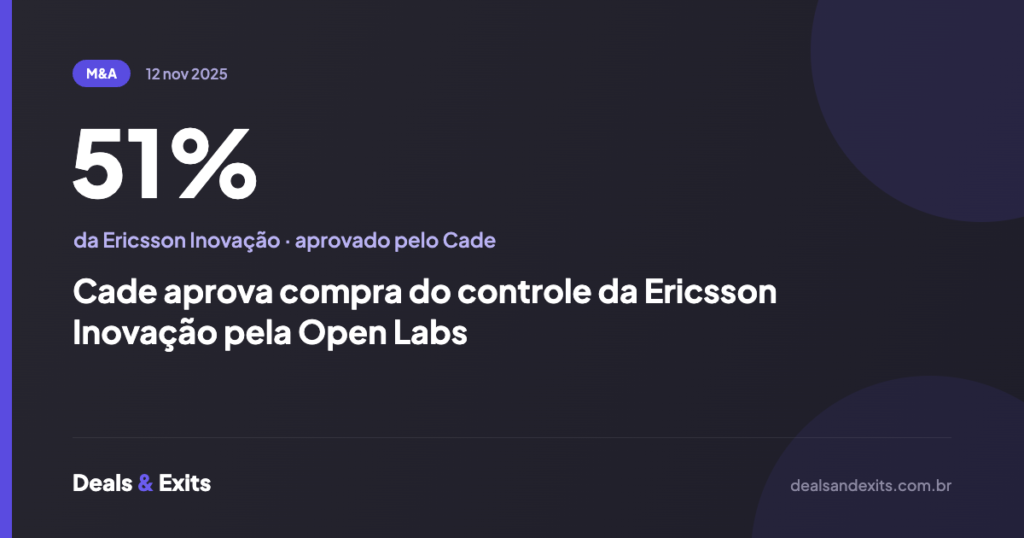 Cade aprova compra do controle da Ericsson Inovação pela Open Labs