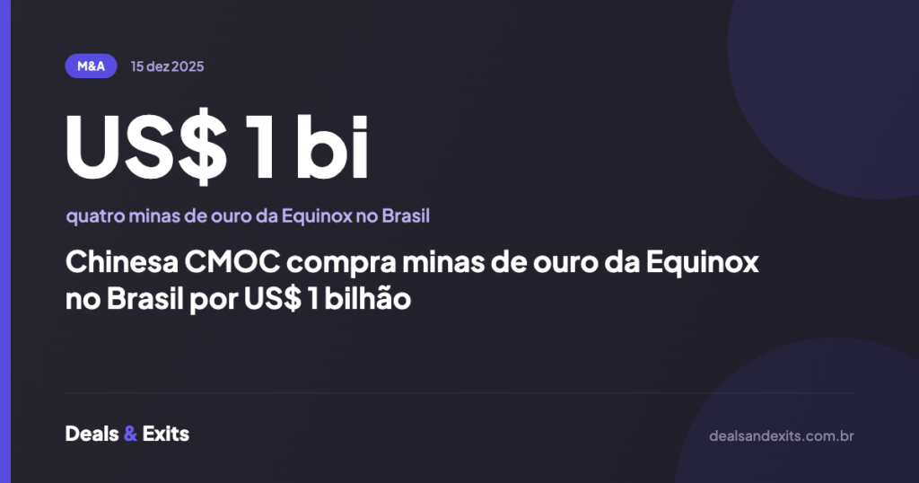 Chinesa CMOC compra minas de ouro da Equinox no Brasil por US$ 1 bilhão