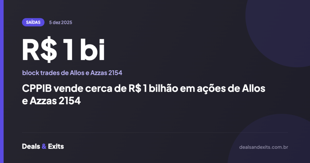 CPPIB vende cerca de R$ 1 bilhão em ações de Allos e Azzas 2154