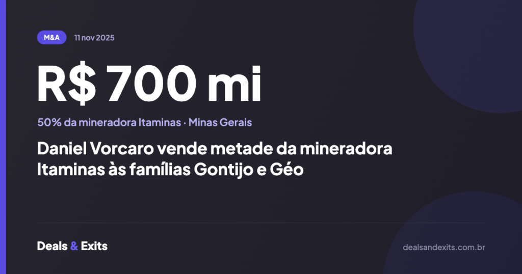Daniel Vorcaro vende metade da mineradora Itaminas às famílias Gontijo e Géo