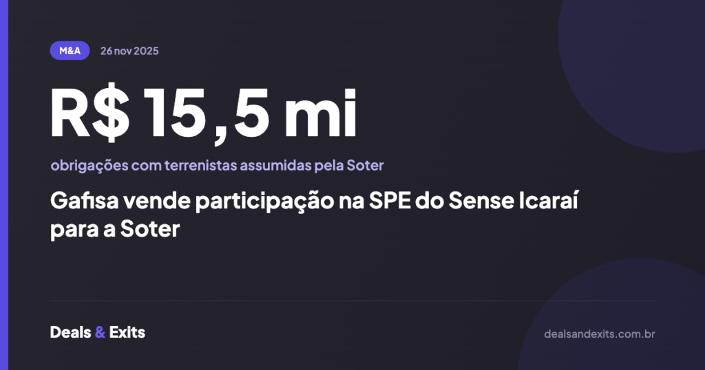 Gafisa vende participação na SPE do Sense Icaraí para a Soter