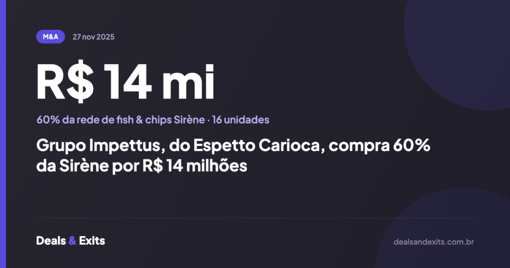 Grupo Impettus, do Espetto Carioca, compra 60% da Sirène por R$ 14 milhões