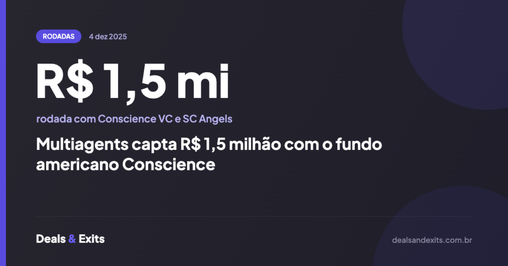 Multiagents capta R$ 1,5 milhão com o fundo americano Conscience
