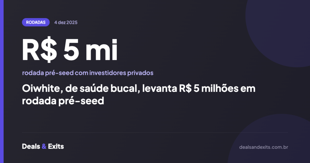 Oiwhite, de saúde bucal, levanta R$ 5 milhões em rodada pré-seed