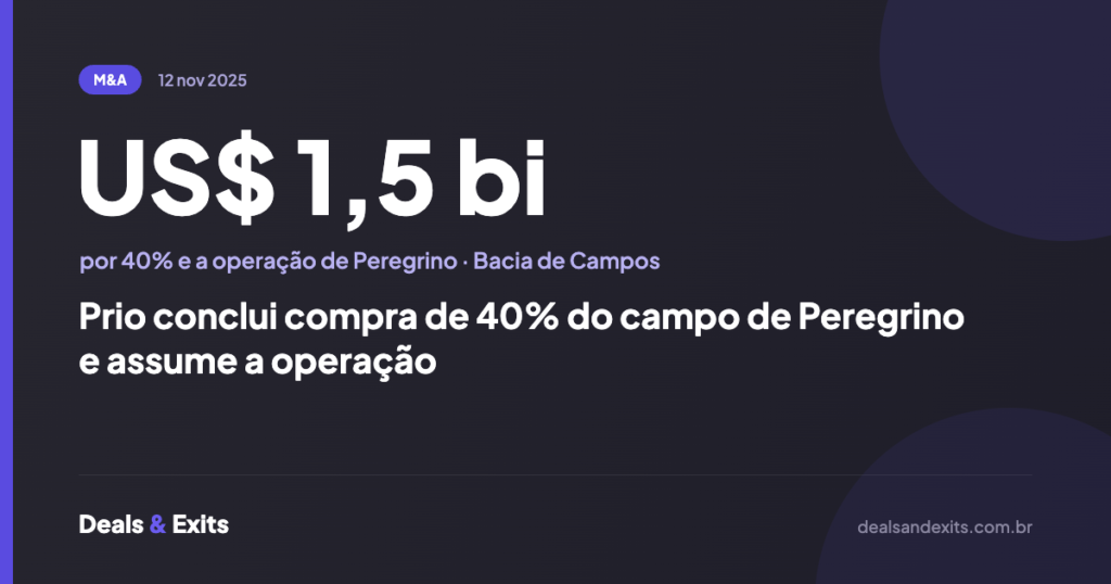 Prio conclui compra de 40% do campo de Peregrino e assume a operação