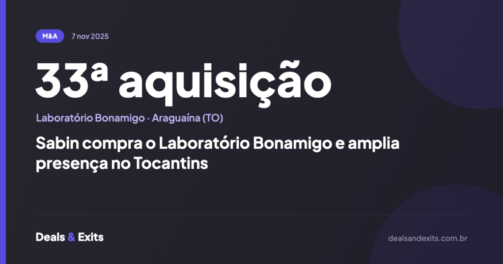 Sabin compra o Laboratório Bonamigo e amplia presença no Tocantins