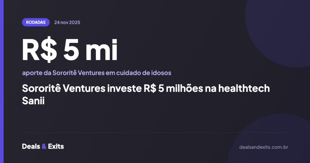 Sororitê Ventures investe R$ 5 milhões na healthtech Sanii
