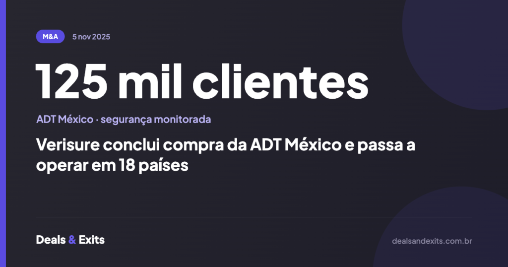 Verisure conclui compra da ADT México e passa a operar em 18 países